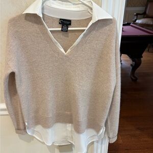 Bloomingdale's Tan V-Neck Sweater